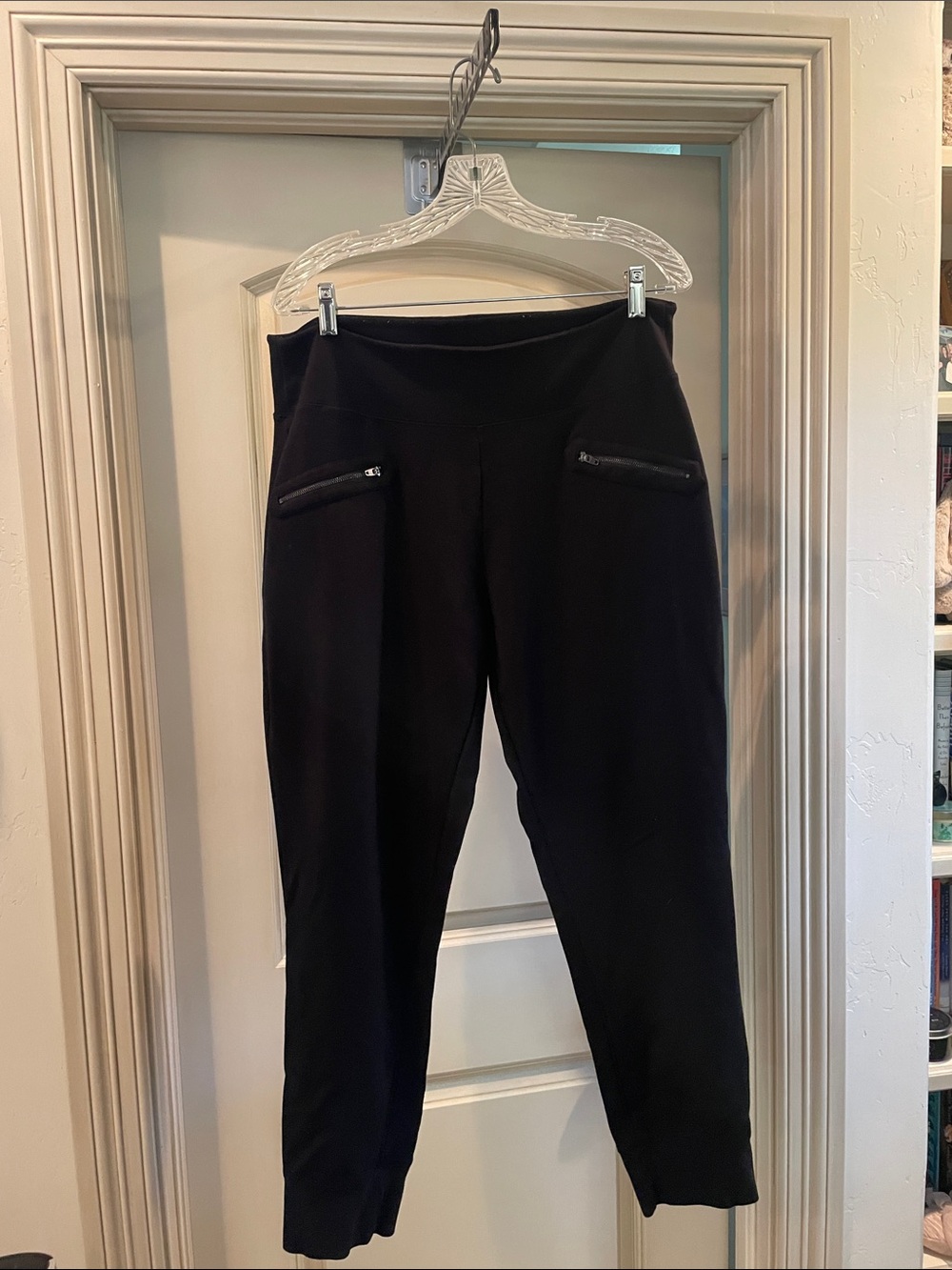Jag Jeans Black Ponte Ankle Track Pants with Zip look pockets